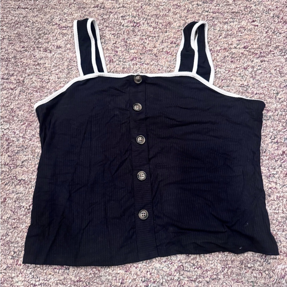 Who What Wear Black Camisole with White Trim